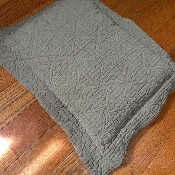 Peacock Alley Elegant Olive Green Quilted Pillow Sham Cotton